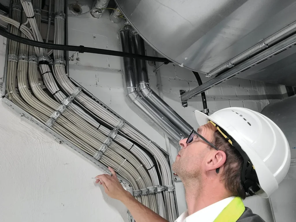 Technische Anlage mit Leitungsführung